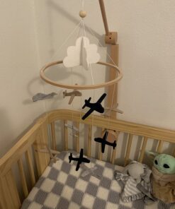 Sorrel + Fern Baby Crib Mobile (Airplanes in The Clouds) - Nursery Decoration Ceiling Mobile and Baby Shower for Boys & Girls - Grey and White Airplanes in The Clouds 29 71vpgNkbyL