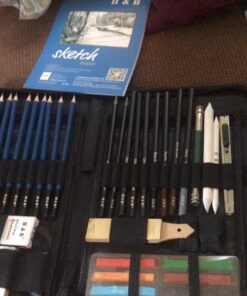 H & B 48 Professional Sketching Pencils and Drawing Kits, Including Sketching Pads, Graphite Pencils, Pencil Sharpener and Eraser, Artist's Art Supplies for Children 48 Piece Set 30 71vpkA2hjBL