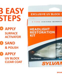 Alternative view of SYLVANIA - Headlight Restoration Kit - 3 Easy Steps to Restore Sun Damaged Headlights With Exclusive UV Block Clear Coat, Light Output and Beam Pattern Restored, Long Lasting Protection Complete Kit