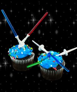 Alternative view of Light Sabre Cupcake Decoration Toppers Sticks Picks Set for Children Birthday Party, Fan Shows, Movies, 4" inches Tall (12 Pack)
