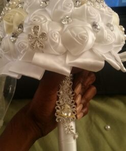 Generic Engerla Handmade Crystal Diamond Pearl Rhinestone Brooch Bridal Hold Flowers Wedding Bouquet Brooch 32 71vshcOWYYL