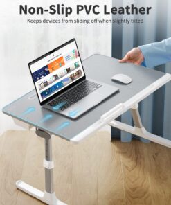 Laptop Bed Tray Desk, SAIJI Adjustable Stand for Bed, Foldable Table with Storage Drawer Eating, Working, Writing, Gaming, Drawing (Gray, X-Large) Gray 23.6 x 17.7 In 22 71vspsHwNgL