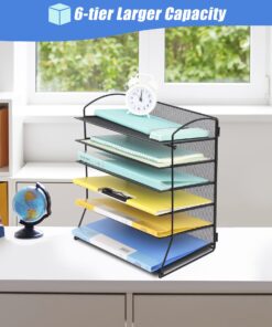 EASEPRES Extra Thick 6-Tier Mesh Desk Organizer Tray, Desktop File Folder Sorter Holder for Mail Paper Document Letter Organization Storage Accessories, for Office Home School Classroom, Black 1 Pack 19 71vtEOJIzL