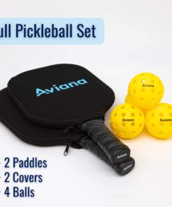 Pro Aviana Pickleball Paddle Set of 2 Durable Graphite Surface USAPA Approved Honeycomb Core Paddles with 4 Outdoor Balls 20 71vvvs1vtML