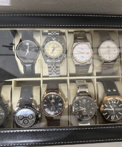 READAEER 12 Slot PU Leather Watch Box Display Case Jewelry Organizer with Glass Top 35 71vvyjL2ggL