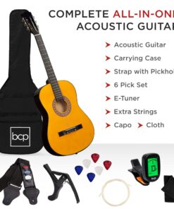 Alternative view of Best Choice Products 38in Beginner All Wood Acoustic Guitar Starter Kit w/Gig Bag, Digital Tuner, 6 Celluloid Picks, Nylon Strings, Capo, Cloth, Strap w/Pick Holder - Natural