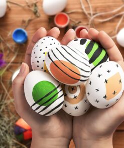 SallyFashion 7 Pcs Wooden Fake Eggs, 3 Colors Wooden Easter Egg Wood Eggs for Crafts Fake Chicken Eggs Nesting Eggs Easter Home Decor 25 71vx2A 1CL