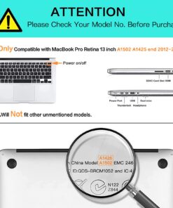 Alternative view of MOSISO Case Only Compatible with MacBook Pro Retina 13 inch (Models: A1502 & A1425) (Older Version Release 2015 - end 2012), Plastic Hard Shell Case & Keyboard Cover & Screen Protector, Airy Blue