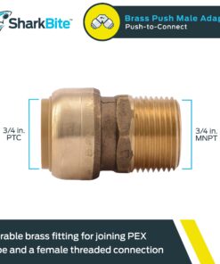 SharkBite 3/4 Inch MNPT Adapter, Push To Connect Brass Plumbing Fitting, PEX Pipe, Copper, CPVC, PE-RT, HDPE, U134LFA 3/4 in. 12 71vzeecOCKL