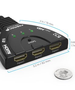Fosmon 4K HDMI Switch 3 in 1 out 4K@30Hz, 3-Port HDMI Splitter Hub Switcher Auto Switching UHD 3D HDR HD 1080P HDCP, for HDTV, PS5/4, Xbox, Fire Stick 3-Port / 4K@30Hz 21 71w W2P6J8L