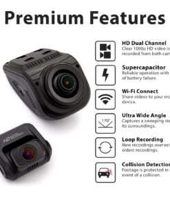 Rexing V1P 3rd Generation Dual 1080p Full HD Front and Rear 170 Degree Wide Angle Wi-Fi Car Dash Cam with Supercapacitor, 2.4" LCD Screen, G-Sensor, Loop Recording, Mobile App V1P Gen3 21 71w0uMFQSZL