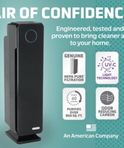 GermGuardian Air Purifier for Home, Large Rooms, H13 HEPA Filter, Removes Dust, Allergens, Smoke, Pollen, Odors, UV-C Light Helps Reduce Germs, 28 Inch, Black, 2-Pack, AC5350B2PK Black Onyx 13 71w1SM0k8QL