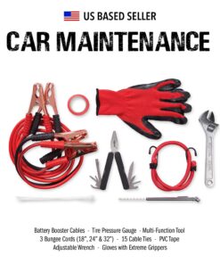 Always Prepared Premium (125 Piece) Roadside Emergency Car Kit – with Jumper Cables – All-in-One Auto Safety and First Aid Kit – Travel Safety for Women, Men, and College Kids – Roadtrip Essentials Premium Roadside Kit 33 71w1dlAxfwL
