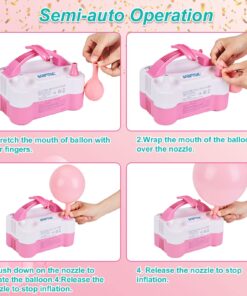 Alternative view of AGPtEK Electric Air Balloon Pump with Built-in Tying Tool, 110V 600W Pink and White Portable Dual Nozzle Inflator/Blower for Party Decoration-with Tying Tool on Handle