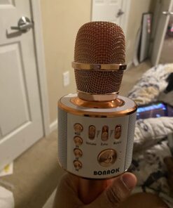 BONAOK Wireless Bluetooth Karaoke Microphone, 3-in-1 Portable Handheld Mic Speaker for All Smartphones,Gifts for Girls Kids Adults All Age Q37(Rose Gold) Rose Gold 58 71w5Rk7rwGL