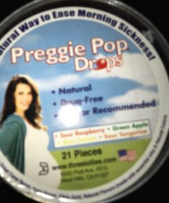 Preggie Pop Drops - 21 Drops - Morning Sickness Relief during pregnancy - Safe for pregnant Mom & Baby - Gluten Free - Four Flavors: Lemon, Raspberry, Green Apple, Tangerine Lemon, Raspberry, Green Apple, Sour Tangerine 21 Count (Pack of 1) 28 71w61wDH4UL 1