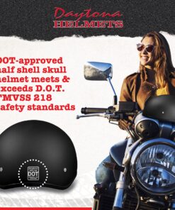 Daytona Helmets Half Skull Cap Motorcycle Helmet – DOT Approved X-Large Dull Black 29 71w6nO0IHwS