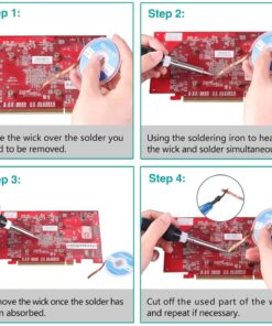 Tabiger Solder Wick & Desoldering Pump, Solder Sucker & Desoldering Wick, 2pcs Solder Braid (2.5mm Width, 1.5m Length)- Desoldering Vacuum Pump Solder Remover 13 71w8lLxJDWL