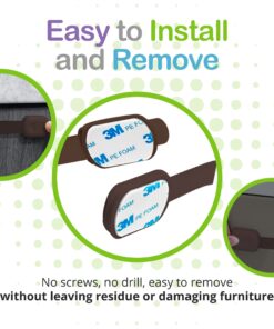 Adjustable & Reusable Child Safety Cabinet Locks & Latches, Baby Proofing Door Window, Cabinet, Toilet, & Refrigerator Lock, Child Safety Strap Locks with Adhesive Pads, Pack of 6, Brown - Wonderkid 26 71w8zY8nNL 1