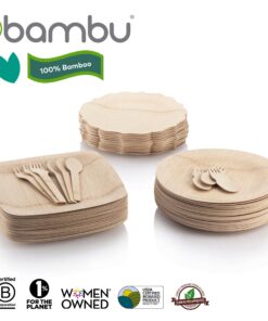 bambu, 7 Inch Round Bamboo Plates, Package of 25, Veneerware Party, Wedding, and Event Plates, Compostable and Eco Friendly Flatware, Great For Any Occasion - 100% Natural 7 Inches, Pack of 25 9 71wA2JZEQUL
