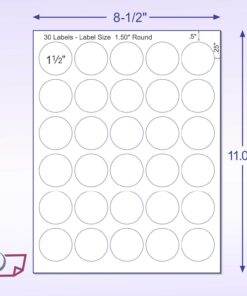 Alternative view of NextDayLabels - Laser/Ink Jet White Labels (1.5" Round for Printing with NO Bleed - 30 Per Page | 750 Labels) 1.5" Round - 30 Per Page | 750 Labels