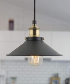 Linea di Liara Andante Black and Gold Farmhouse Pendant Lighting for Kitchen Island Industrial Hanging Light Fixtures Matte Black Pendant Light for Kitchen Sink, UL Listed Fixture Only Antique Brass 18 71wBauib0LL