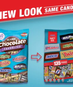 SNICKERS, TWIX, MILKY WAY & 3 MUSKETEERS Variety Pack Fun Size Variety Pack Milk Chocolate & Dark Chocolate Candy Bars Assortment, 40 oz 135 Piece Bag 19 71wC2bFgPnL 4