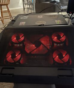ENHANCE Gaming Laptop Cooling Pad Stand with LED Cooler Fans , Adjustable Height , & Dual USB Port for 17 inch Laptops - 5 Ultra Quiet High Performance Fans 2630 RPM & Built-In Bumpers - Red 32 71wDEv pqzL 1