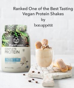 PlantFusion Complete Vegan Protein Powder - Plant Based Protein Powder With BCAAs, Digestive Enzymes and Pea Protein - Keto, Gluten Free, Soy Free, Non-Dairy, No Sugar, Non-GMO - Vanilla Bean 2 lb 30 Servings (Pack of 1) 25 71wDopkOBIL