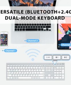Alternative view of Bluetooth Keyboard, iClever DK03 Wireless Keyboard Multi-Device Keyboard, Dual Mode (Bluetooth 4.2 + 2.4G) Ultra-Slim Full-Size Keyboard for Mac, iPad, Apple, Android, Windows, Connect Up To 3 Devices