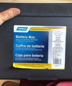 Camco Large Battery Box with Straps and Hardware - Group 27, 30, 31 |Safely Stores RV, Automotive, and Marine Batteries | Measures Inside 7-1/4" x 13-1/4" x 8-5/8" | (55373), Black Frustration Free Packaging 25 71wFTmQVFNL