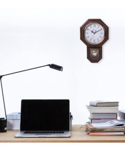 Timekeeper Essex Westminster Chime Faux Wood Pendulum Wall Clock, 17.5" x 11.25", Walnut Brown 17.5" x 11.25" Model: 180WAGM w/ Updated Chime 20 71wICbDeQCL