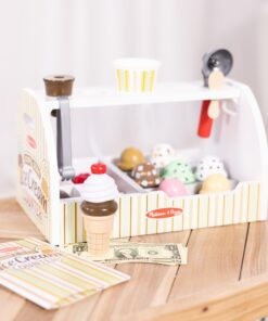 Melissa & Doug Wooden Scoop and Serve Ice Cream Counter (28 pcs) - Play Food and Accessories - Pretend Food Toys, Ice Cream Shop Toys For Kids Ages 3+ Scoop & Serve Ice Cream Counter 33 71wJX sG L