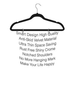 TECHZOO 50 Pack New Premium Quality Velvet Hangers Ultra Thin Non Slip Adult Felt Space Saving Hangers for Closet Heavy Duty Coat Pants Jackets Dress Hangers 360° Swivel Hook Hold Upto 10 lbs Black 29 71wLBru2DcL