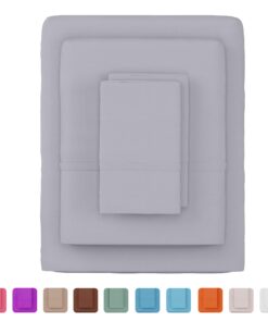 Home, Silver Brushed Microfiber Set-4 Piece Bed Linens-Fitted & Flat Sheets, 2 Pillowcases-Wrinkle by Lavish (Full, Gray) Full 14 71wLOuzkjYL