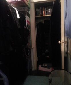 Seville Classics Closet Garment Organizer with Metal Hanging Rod Wardrobe Storage System, w/ Steel Shelves for Clothes, Shirts, Jackets, Coats, Blankets, Shoes, Steel, Expandable Rack 55 71wM2cQDtpL