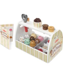 Melissa & Doug Wooden Scoop and Serve Ice Cream Counter (28 pcs) - Play Food and Accessories - Pretend Food Toys, Ice Cream Shop Toys For Kids Ages 3+ Scoop & Serve Ice Cream Counter 34 71wMh b6GL 3