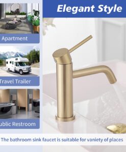 Greenspring Brushed Gold Bathroom Faucet for Sink 1 Hole Single Handle Modern Bathroom Sink Faucet Lavatory Commercial Bath Vanity Tap with Pop Up Drain Style A 11 71wNGn10WXL