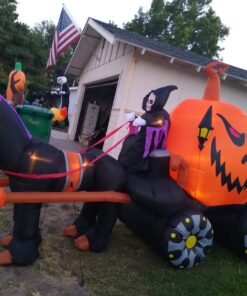 11.5 Foot Long Inflatable Grim Reaper Driving Pumpkin Carriage 25 71wOAVteUL