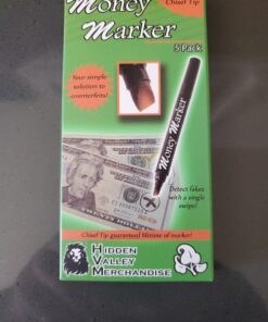 Money Marker (5 Counterfeit Pens) - Counterfeit Bill Detector Pen with Upgraded Chisel Tip - Detect Fake Counterfit Bills, Universal False Currency Pen Detector Pack 1 35 71wORWg2i L