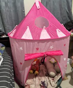 5-Piece Princess Castle Girls Pop Up Play Tent & Dress Up Costume Bundle - Playhouse Gift for Girls & Toddler for Indoor & Outdoor Use with Pink Fairy Tale Carrying Bag & Glow in The Dark Stars 31 71wPMJJmTGL