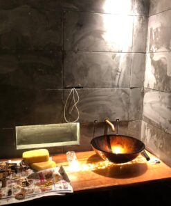 Aquaterior Modern Bathroom Round Artistic Tempered Glass Vessel Vanity Sink Bowl Basin Spa (FAUCET NOT INCLUDED) Flame Red 47 71wPhUMsfyL