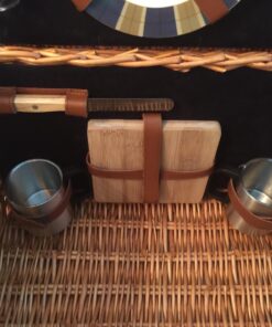 PICNIC TIME Romantic Canterbury Deluxe Wicker Picnic Basket Set for 2, with Blanket and Soft Cooler, One Size, Navy with Plaid 59 71wQLOpP2oL