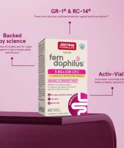 Jarrow Formulas Fem-Dophilus - 5 Billion Organisms Per Serving - 60 Veggie Capsules - Women’s Probiotic - Urinary Tract Health - Up to 60 Servings 0 60 Count (Pack of 1) 19 71wQRP1S9ZL
