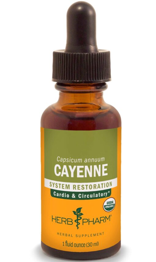 Herb Pharm Certified Organic Cayenne Extract for Cardiovascular and Circulatory Support - 1 Ounce 1 Fl Oz (Pack of 1)