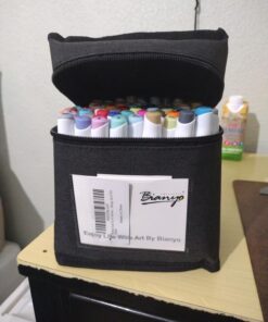 Bianyo Classic Alcohol Markers Set, Pack of 72, Dual Tip Bullet & Chisel Art Marker, Black Case with a Designable Card for Coloring, Drawing, Sketching, Outlining 72 Primary Colors, Black Bag 49 71wRGkirC7L