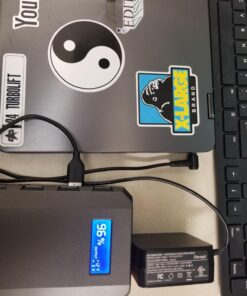 SinKeu 88.8Wh|65Watts Portable Laptop Phone Charger with AC DC USB Outlets, A Super Travel Portable Battery Pack & Power Bank for HP Notebooks, MacBook, iPad, iPhone Metallic Grey 21 71wUHeap2L