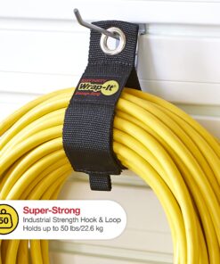 Alternative view of Heavy-Duty Wrap-It Storage Straps (Assorted 6 Pack) - Extension Cord Holder, Stocking Stuffers for Men, RV Accessories, Workshop and Garage Organizers and Storage Assorted 6-Pack Black