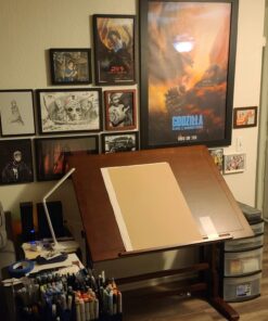 Studio Designs Vintage Drafting Table - Antique Design Solid Wood Drafting Table with Built-In Pencil Groove and Pencil Ledge - Angle Adjustable Work Surface Rustic Oak 42" 79 71wWB41GbRL