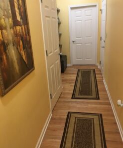 Machine Washable Bordered Design Non-Slip Rubberback 2x7 Traditional Runner Rug for Hallway, Kitchen, Bedroom, Living Room, 1'10" x 7', Brown Border Dark Brown Runner - 1'10" x 7' 45 71wWqcGIxcL